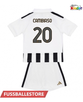Günstige Juventus Andrea Cambiaso #20 Heimtrikotsatz Kinder 2026-27 Kurzarm (+ Kurze Hosen)